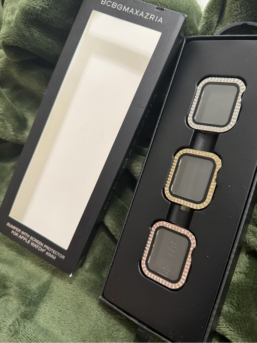 BCBGMaxAzria Rhinestone Apple Watch Bumpers in Silver, Gold, Rose Gold